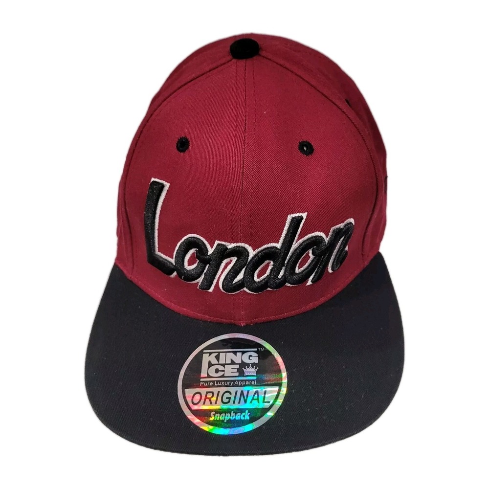 King Ice‎ London Original Hat Cap Snapback OS Embroidered Burgundy and Black